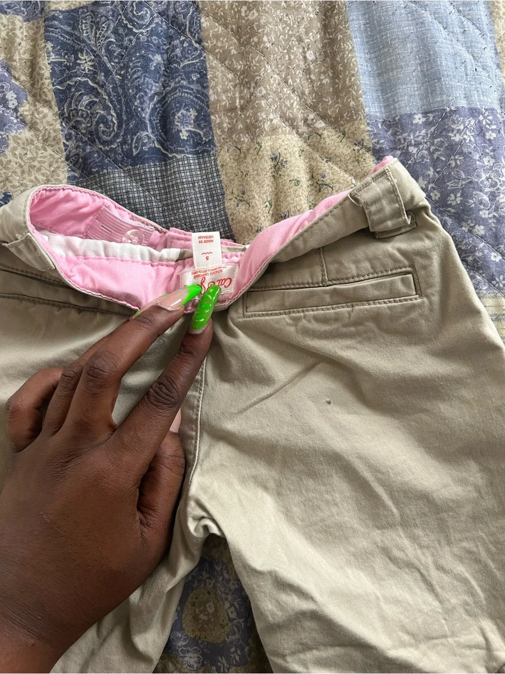 The Children's Place Beige Chino Shorts with Pink Waistband